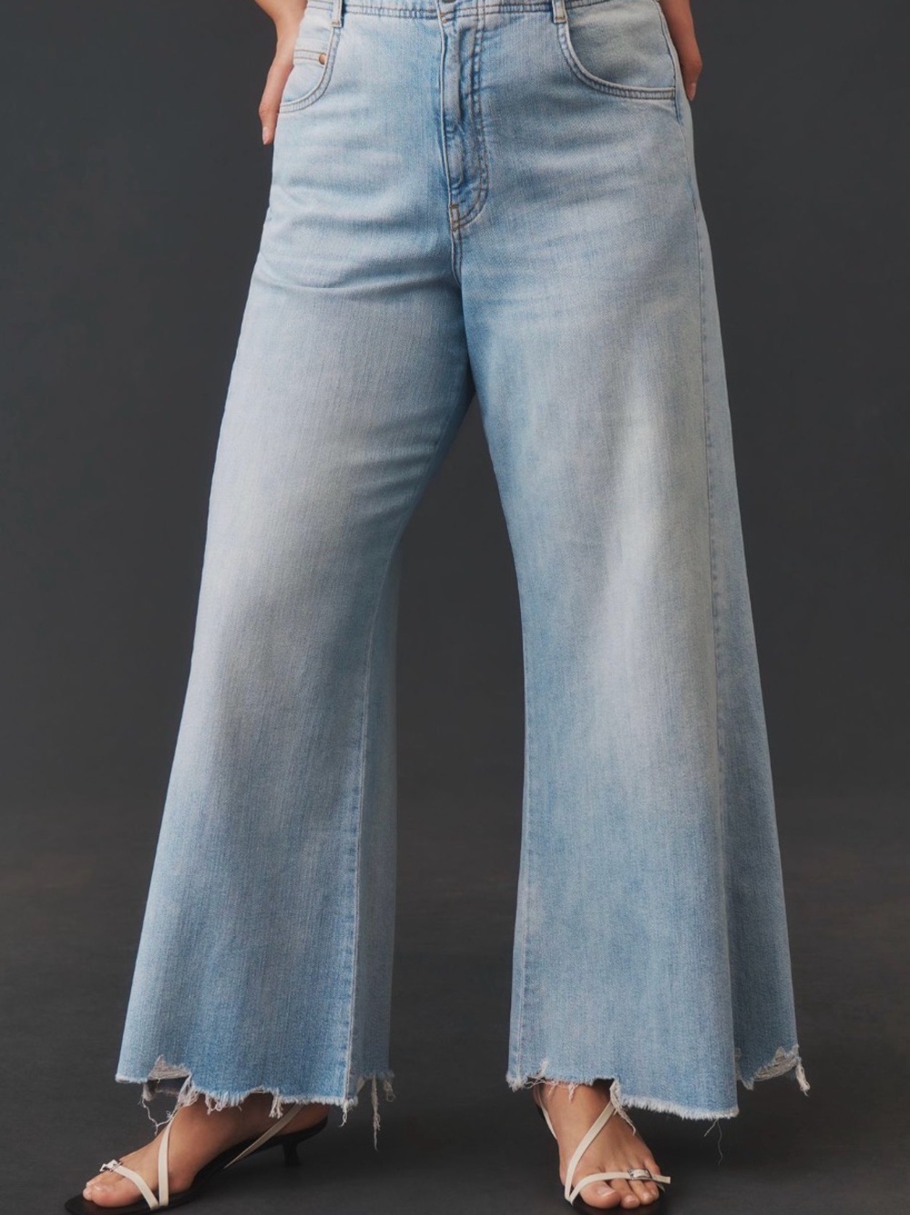Pilcro Adi Light Blue Wide-Leg Frayed Hem Jeans - Picture 2 of 5